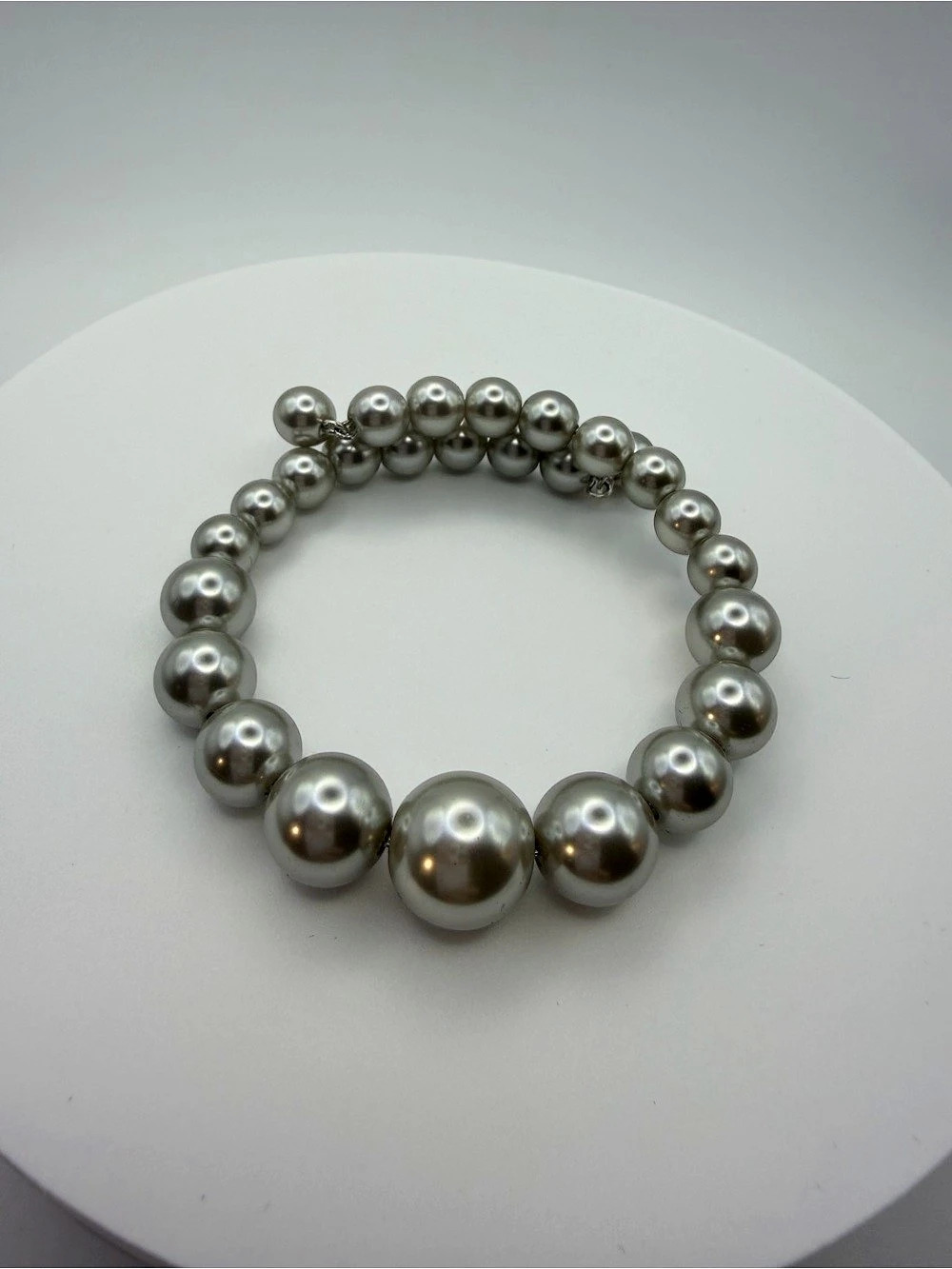 Gray Beaded Stretch Bracelet Like New